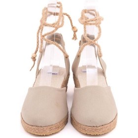 Resim Star Tombis Gerçek Elişi Hasır Jüt Bileğe Bağlı Ipli Günlük Kadın Espadril Handmade Bej 