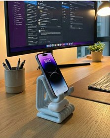 Resim Masaüstü Kaymaz Taban Telefon Ve Tablet Standı - Kulaklık Ve Not Kağıdı Bölmeli-kiremit Bebek Mavisi 