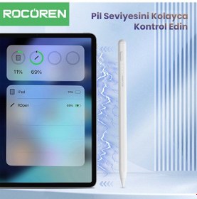 Resim Rocoren Stylus Apple Uyumlu iPad Avuç İçi Red Manyetik Eğime Duyarlı Yazı ve Çizim Kalemi 