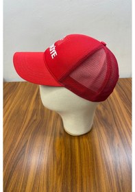 Resim Türkiye Bayrak Nakışlı Fileli Unisex Beyzbol Cap Şapka Kırmızı 