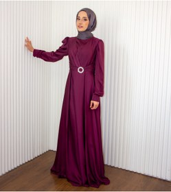 Resim RUVİTA Saten Taşlı Tesettür Abiye Elbise 