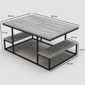 Resim Uslucan Alışveriş Orta Sehpa Delux Raflı Bendir Çok Renkli 