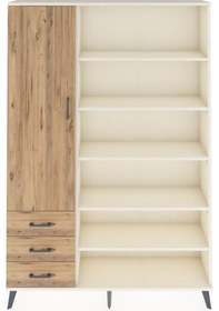 Resim Arges Dolap 9 Raflı 3 Çekmeceli 3 Kapaklı 132x30x195 Aytaşı-çam/çam Atlas Çam/atlas Çam 