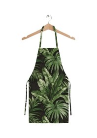 Resim Siyah Tropikal Tasarımlı Mutfak Önlüğü Keten Kumaş, Uluslararası Yıkama Ve Solmama Sertifikası Çok Renkli 