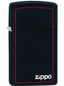 Resim Zippo Çakmak 1618Zb Slim Black Matte With Red Border Lighter 