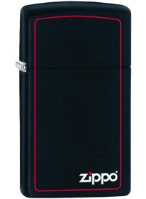 Resim Zippo Çakmak 1618Zb Slim Black Matte With Red Border Lighter 