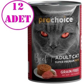 Resim Pro Choice Sığır Etli Tahılsız Pate Yetişkin Kedi Konservesi 12 x 400 G 