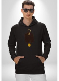 Resim Görünmez İnsan Takım Elbise Kadın Erkek Siyah Kapüşonlu Sweatshirt Hoodie Siyah 
