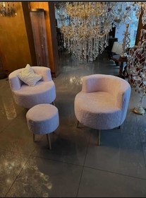 Resim Çay Seti İkili Koltuk Ve Puf Takımı 3'lü Takım Berjer Puf Peluş 