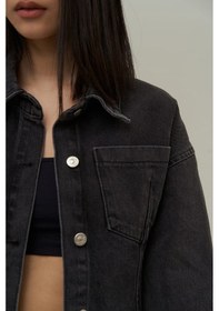 Resim Mai Studios Co. Darcey Kısa Kadın Jean Ceket - Siyah 