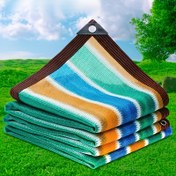 Resim Açık Güneşlik Ağı - Dayanıklı Polietilen Kumaş, Çok Renkli Çizgili Tasarım, RV Genişletme, Piknik, Bahçe, Balkon ve Koridor Gölgesi için Mükemmel | Araba Parkları ve Bitki Koruma için İdeal, Gölge Çözümü| Dekoratif Gölge Ağı| Dayanıklı Açık Kumaş 
