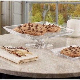 Resim 950007 68307 Madlen Kare Ayaklı Servis Tabağı Ve 6 Adet Kare Tatlı Tabağı 