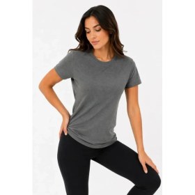 Resim Passense Basic Tişört Bisiklet Yaka Kısa Kol Günlük Yazlık Slim Fit T-Shirt - Antrasit 