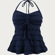 Resim Kadınların şık Y2K tank topu - Kolsuz, ruched tasarım, bağcıklı detaylı, yazlık rahat giyim, hafta sonu etkinlikleri ve şık kıyafet için mükemmel, rahat yazlık giyim|Ruched detaylandırma|Backless Desig 