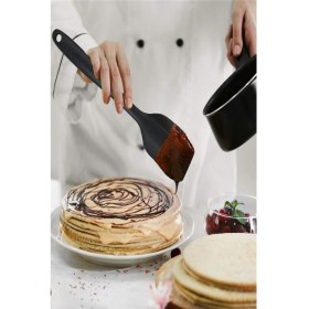Resim MasterCar 6 Parça Silikon Yanmaz Yapışmaz Mutfak Pasta Silikon Fırçası Kaşık Bıçak Siyah Spatula Seti 