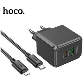 Resim Hoco Cs14a Ocean Pd20w+qc3.0 Girişli Hızlı Şarj Başlığı Ve Type-c To Apple Uyumlu iPhone Lightning Kablo- 5775 