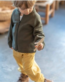 Resim MOOSE STORE BABY&KIDS %100 Pamuklu Organik Unisex Bebek Çocuk Yeşil Ceket Fermuarlı 
