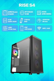 Resim Game Garaj Rise S4 AMD Ryzen 5 5600 16GB RAM 1TB SSD RTX5060 FreeDOS Tavsiye Sistem 