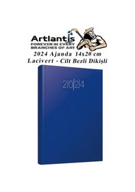 Resim 2024 Ajanda 14x20 Cm Çizgili Cilt Bezli Dikişli 1 Adet Günlük Planlayıcı Cilt Bezi Ciltli Ajanda 2024 Ofis Okul Büro Lacivert 