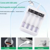 Resim 1 adet Büyük Kapasiteli Taşınabilir Şarj Edilebilir Pil Şarj Cihazı, 4 Izgara USB Kablosu ile, 5V-7V Pil Şarjı, No. 5 ve No. 7 Uyumlu, Ev Kullanımı, Verimli Güç Dağıtımı, Veri Kablosuna Kolay Erişim, Kablolama Uzunluğu: 4.5m/14.7ft, Güç Modu: USB, Çalışma Voltajı: ≤36V, Ev Kullanımı için Pil Şarj Cihazı 