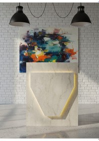 Resim Resital Ledli Karşılama Bankosu G-90 Cm Ofis Kasa Resepsiyon Masası Banko-001-8-8 