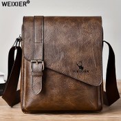 Resim Weixier Erkek Vintage Omuz Çantası - Kahverengi, Ayarlanabilir Askı, Günlük İş Stili, Güvenli Toka Kapatma, Elde Yıkama/Kuru Temizleme, Her Gün Omuz Çantası | Şık Omuz Çantası | Ayarlanabilir Askı Çantası 