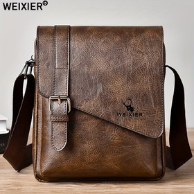 Resim Weixier Erkek Vintage Omuz Çantası - Kahverengi, Ayarlanabilir Askı, Günlük İş Stili, Güvenli Toka Kapatma, Elde Yıkama/Kuru Temizleme, Her Gün Omuz Çantası | Şık Omuz Çantası | Ayarlanabilir Askı Çantası 