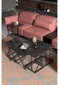 Resim Uslucan Alışveriş Orta Sehpa Ve Zigon Sehpa V Lüx 5'li Set Bendir Çok Renkli 