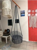 Resim Aslanbutik Makrome Özel Örgü Burgu Halatlı Gri Salıncak Hamak Gri 