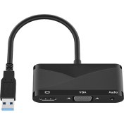 Resim Lovıver 2 In 1 USB 3.0 Için HDMI VGA Adaptörü Ses Çıkışı ile 1080 P Dizüstü Bilgisayar Pc Siyah Için (Yurt Dışından) 