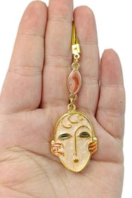 Resim biuti Pembe Elips Boncuk Detaylı Yüz Figürü Dikiz Ayna Süsü, Metal Lineart Tarz Yeni Araba Hediyesi 