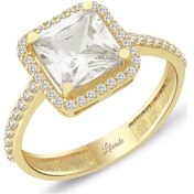 Resim Kare Taşlı Altın Yüzük (539157216) 