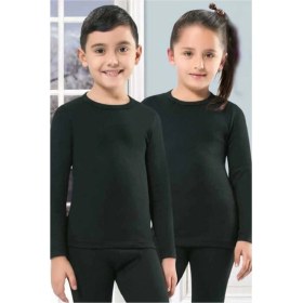 Resim Unisex Çocuk Uzun Kollu Atlet Termal Siyah 3 