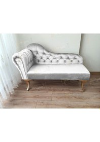 Resim Dekoratif Bihter Koltuk Josefin Puf 130 Cm Gold Ayak Beyaz 