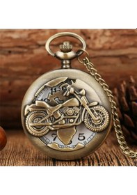 Resim Kişiye Özel Retro Motosiklet Görünümlü Quartz Köstekli Saat 