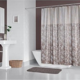 Resim Tropik Home Duş Perdesi Çift Kanat 2x120x200cm Çiçekli Desenli Banyo Perdesi 16 Adet C Halka Hediyeli 