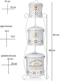 Resim Toptanfoni Üç Katlı Yuvarlak Sepetli Patates, Soğan Ve Sarımsak Saklama Kabı. 