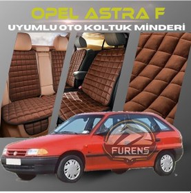Resim Opel Astra F Kahverengi Tay Tüyü Cepli & Terletmez Sırtlı Oto Koltuk Minder Seti - Koruma Kılıfı Ön & Arka Set 