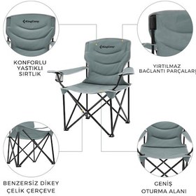 Resim Kingcamp Juniper Ultra Konforlu & Takviyeli Kamp Sandalyesi Grey Gri 