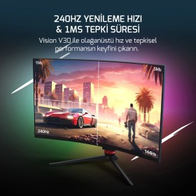 Resim GamePower 32'' Vision V30 Curved 1000R RGB 240Hz 1ms 2K (QHD) , Kvm, Speaker, Type C Gaming Monitör (Sıfır Ölü Piksel Garantili) 