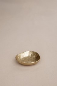 Resim Mat Pirinç Döküm Doku Efektli Yuvarlak Dekoratif Obje Gold 8 cm 