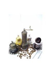 Resim Antik Sarı Değirmen Osmanlı Motifli Kahve ve Karabiber Öğütücü 