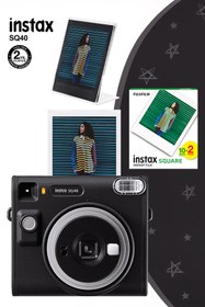 Resim Fujifilm Instax SQ40 Siyah Fotoğraf Makinesi 20li Kare Film ve Pleksi Çerçeve 