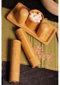 Resim Atbyhome Standlı Tuzluk Biberlik Öğütücü Değirmen Seti Büyük 6 Parça 