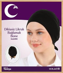 Resim Dikişsiz Likralı Bağlamalı Bone Siyah 