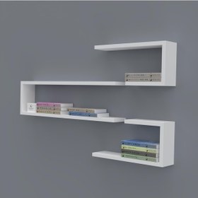 Resim Kenzlife kitaplık nevres 060*100*20 byz duvar rafı 
