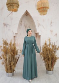 Resim Nissra Ankanoor Mint Gizli Patlı Biyeli Abaya Kol Ferace Anka255058 