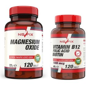 Resim Nevfix Magnezyum 250 MG 120 Tablet B12 Folic Acid&Biotin 120 Tabl 