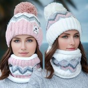 Resim 2 Adet Kadın Kış Şapkası & Yüz Maskesi Seti - Yuvarlak Polar Bej/Pembe/Beyaz/Gri/Siyah, Esnek Uyumlu, Çamaşır Makinesinde Yıkanabilir, Kayak ve Bisiklet için Rahat Astarlı, İlkbaharda Günlük Soğuk Hava Koşulları İçin Pratik Kızlar Ürünü: Pembe Beyaz Çizgili Bere & Siyah Fleece Maske 