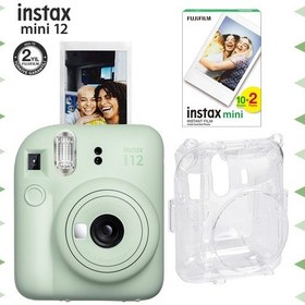 Resim Fujifilm Instax Mini 12 Fotoğraf Makinesi + 20'li Film + Şeffaf Kılıf Seti Yeşil 